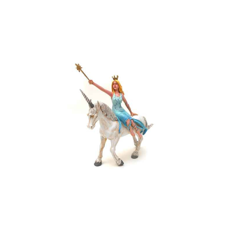 Figurine la fée bleue sur la licorne blanche -61374