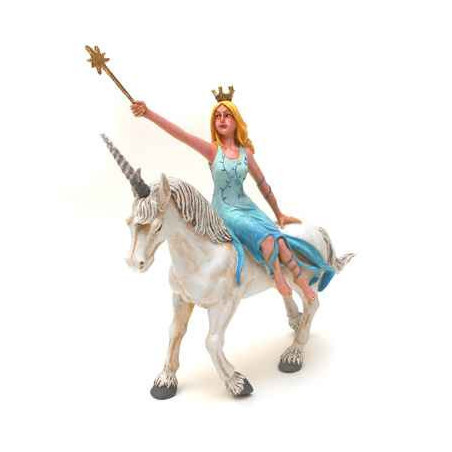 Figurine la fée bleue sur la licorne blanche -61374