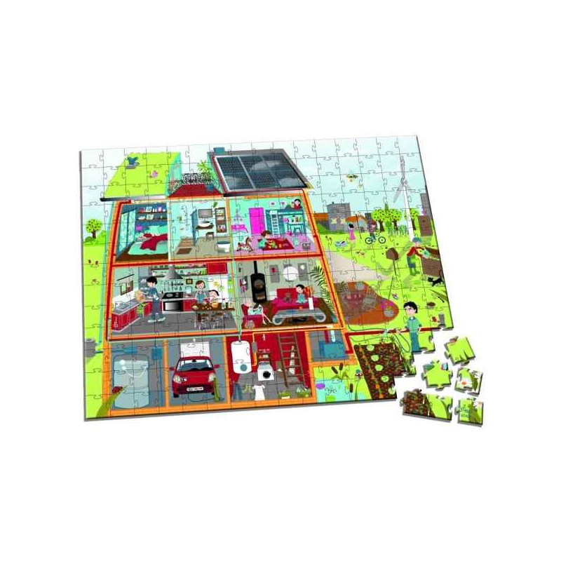 Valisette puzzle 208 pcs habitat ecolo Janod J02925 sur Ambiance Plaisir