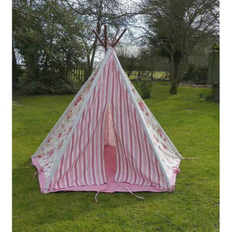 Tipi tente pour enfant rose fleurs The Old Basket 21767 sur Ambiance Plaisir