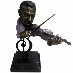 Statuette résine façon métal musicien au violon -Y10ZP-717 sur Ambiance Plaisir