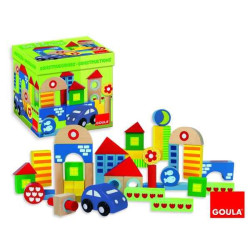 Boîte 40 bloques construction + voiture Goula -50203 sur Ambiance Plaisir