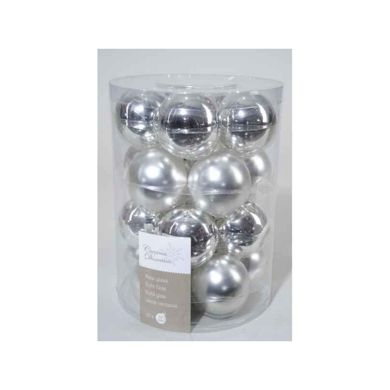 Sur Ambiance-Plaisir.com, achetez  Boules machine uni brill-mat 60mm argent -140220 dans Décoration