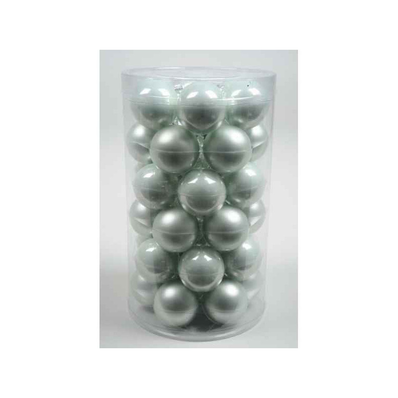 Mini-boules en verre email-mat 40 mm menthe blanche -10432 sur Ambiance Plaisir