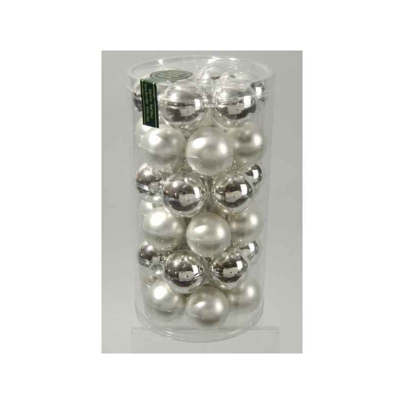 Mini -boules en verre brill -mat 40 mm argent Kaemingk  -10405