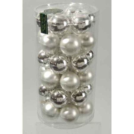 Mini -boules en verre brill -mat 40 mm argent Kaemingk  -10405