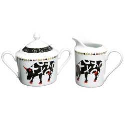Pot à lait avec sucrier en porcelaine Vache Black Cow -blckPOTL sur Ambiance Plaisir