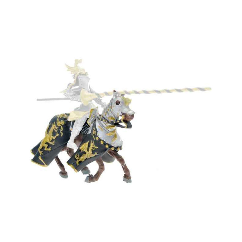 Figurine cheval aux dragons noir et or Plastoy 62030