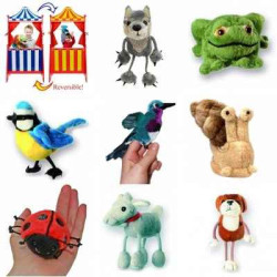 Lot théâtre réversible en bois et 8 marionnettes à doigt animaux -LWS-419Lot théâtre réversible en bois et 8 marionnettes à doig