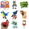 Lot théâtre réversible en bois et 8 marionnettes à doigt animaux -LWS-419Lot théâtre réversible en bois et 8 marionnettes à doig
