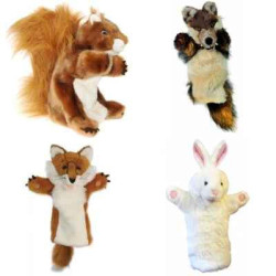 Lot 4 marionnettes à main gant animaux de la forêt -LWS-397Lot 4 marionnettes à main gant animaux de la forêt -LWS-397 (2)