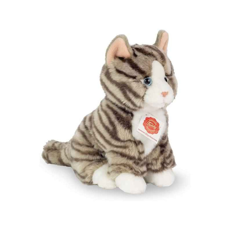 Peluche chat assis gris 21 cm collection hermann teddy -91833 2