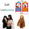 Théâtre double face en bois et lot de marionnettes à main singe chimpanzé et orang outan -LWS-412Théâtre double face en bois et 