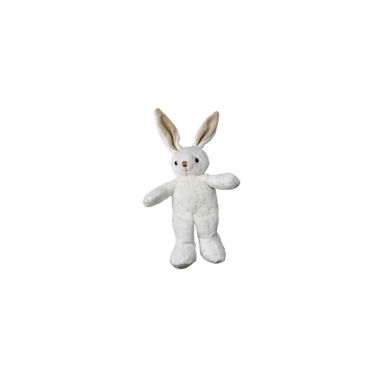 peluche Marcel lapin pantin 25 cm velboa blanc brodé beige les petites maries   NUR0LAPMARB