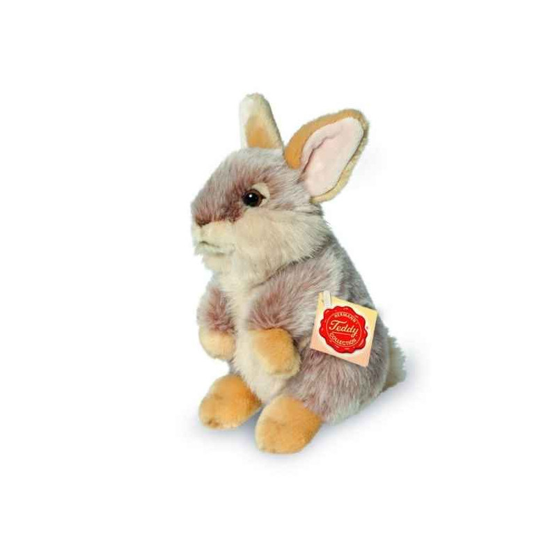 Peluche lapin brun assis 20 cm hermann  -93779 1