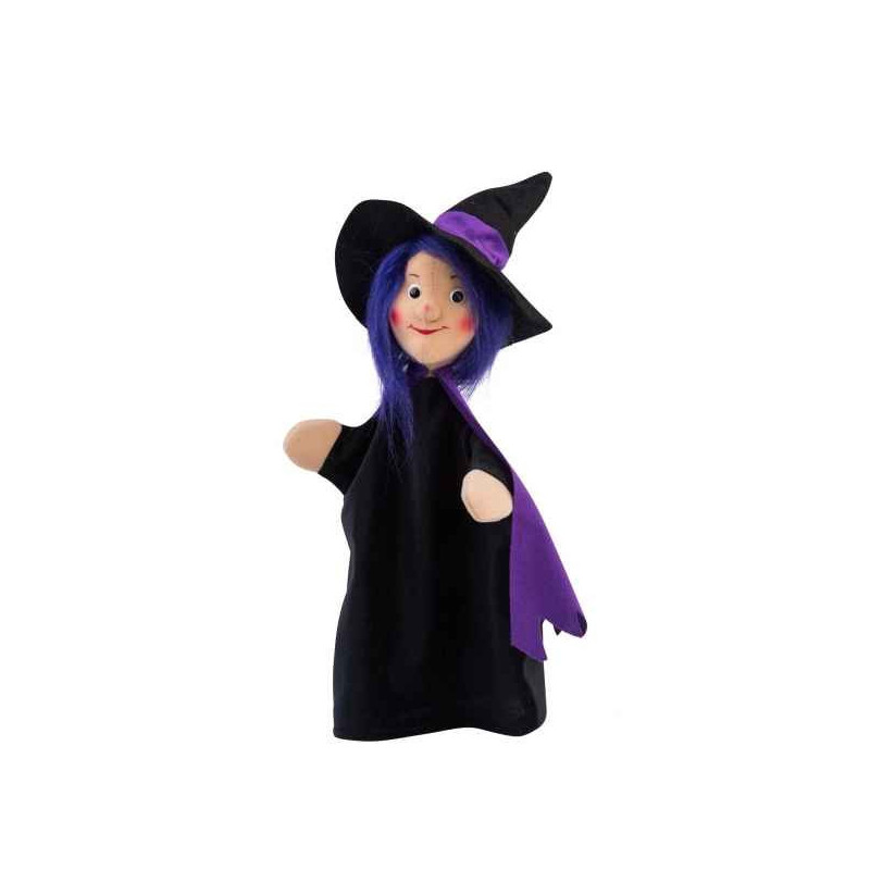 Marionnette à main gentille sorcière Betty classic 30 cm tête en tissus Kersa -12576Marionnette à main gentille sorcière Betty c