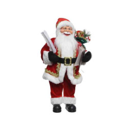 Père noël 30cm rouge avec plume, liste, cadeaux -0040w56 sur Ambiance Plaisir