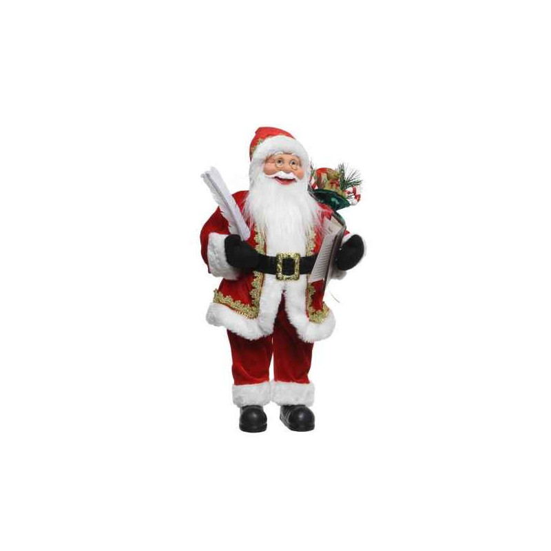 Père noël 30cm rouge avec plume, liste, cadeaux -0040w56 sur Ambiance Plaisir