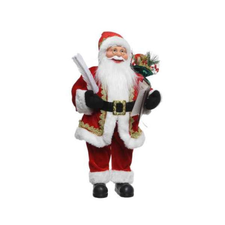 Père noël 30cm rouge avec plume, liste, cadeaux -0040w56 sur Ambiance Plaisir