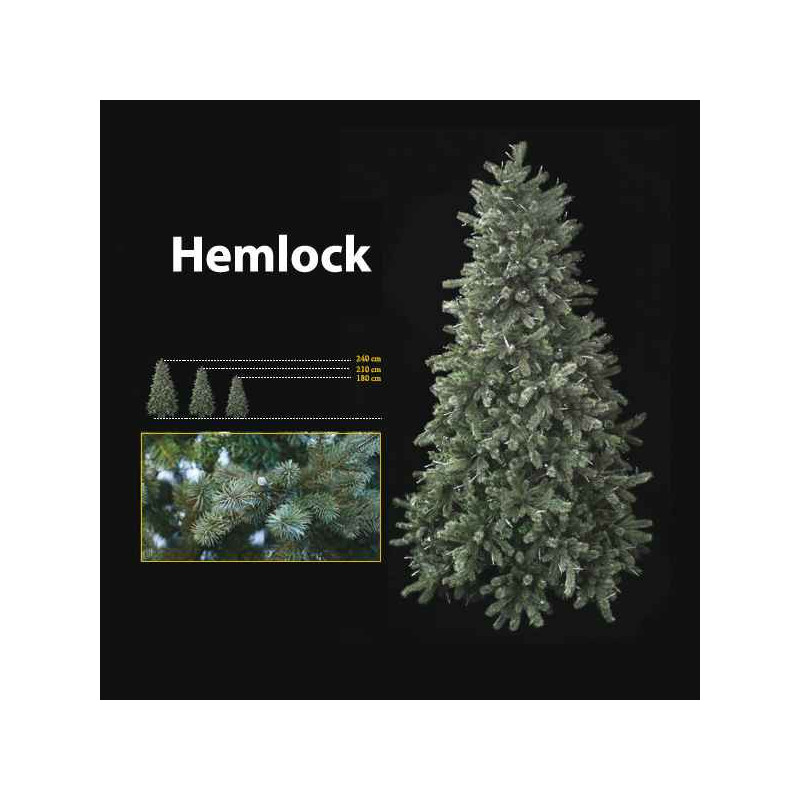 Sapin de Noël 210 cm Professionnel Hemlock Downswept Pine Tree 600 lumières Vert