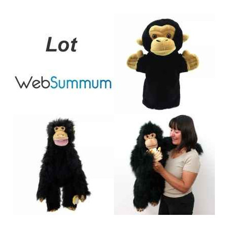 Lot 3 marionnettes singe chimpanzé -LWS-356lot 3 marionnettes singe chimpanzé -LWS-356