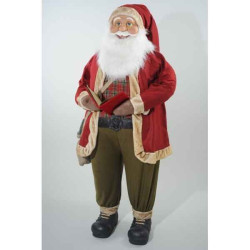 Père noël polystyrene debout avec livre avec sachet cadeau en jute -560021