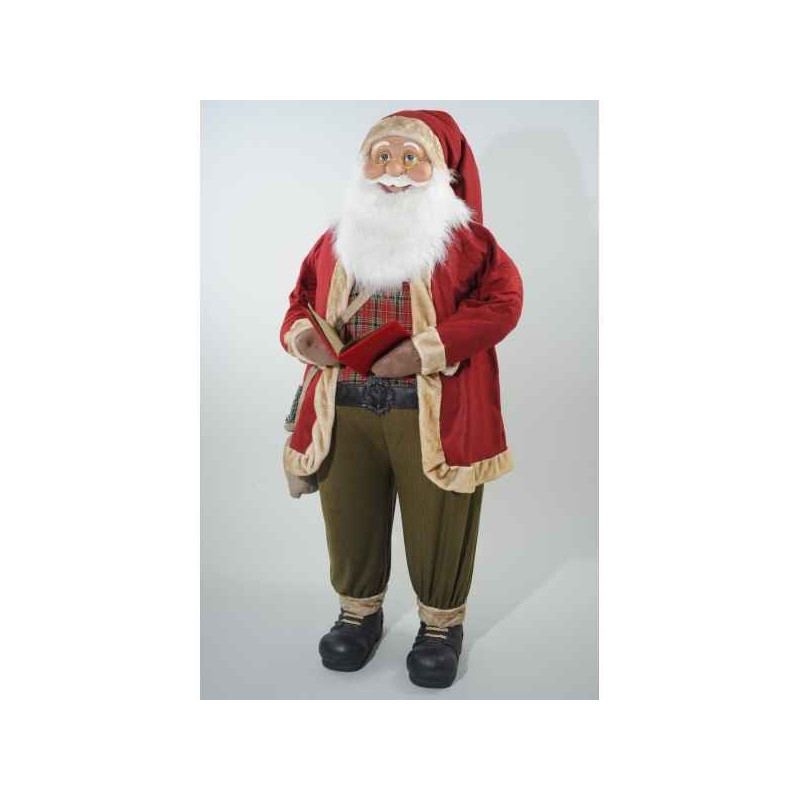 Père noël polystyrene debout avec livre avec sachet cadeau en jute -560021