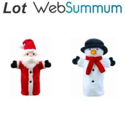 2 Marionnettes à main Noël et bonhomme de neige -LWS-3242 Marionnettes à main Noël et bonhomme de neige -LWS-324