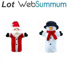 2 Marionnettes à main Noël et bonhomme de neige -LWS-324