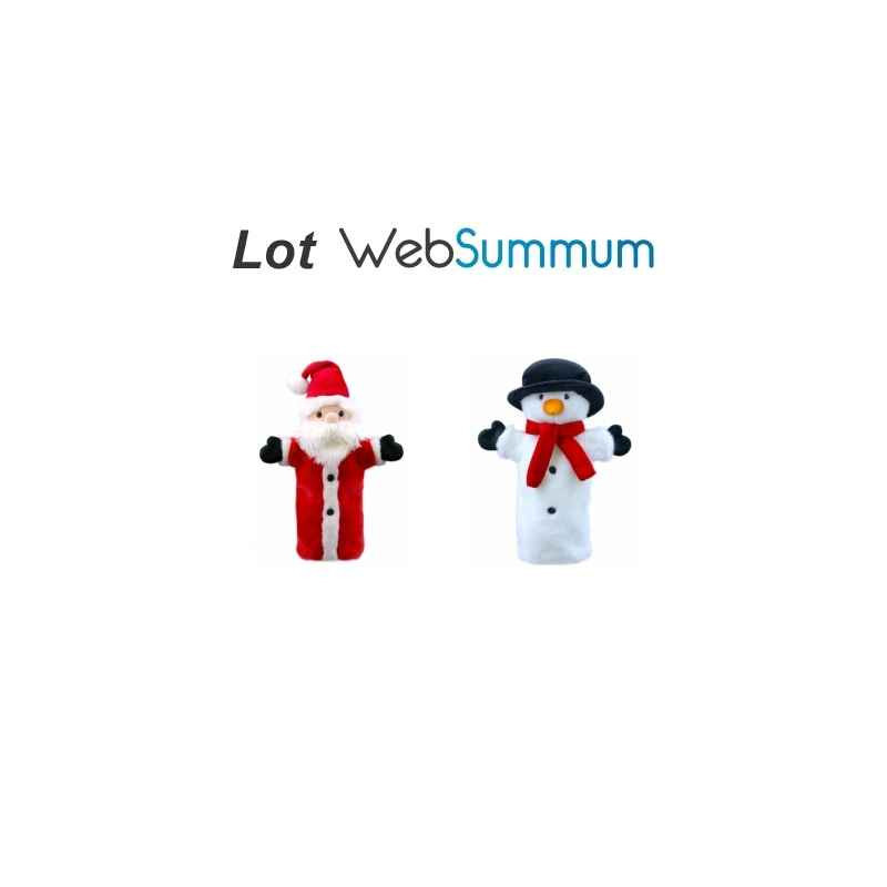 2 Marionnettes à main Noël et bonhomme de neige -LWS-3242 Marionnettes à main Noël et bonhomme de neige -LWS-324