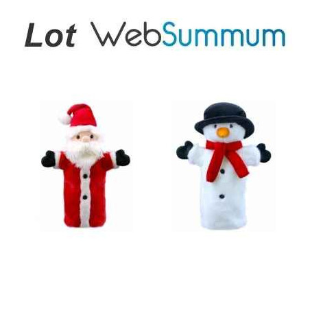 2 Marionnettes à main Noël et bonhomme de neige -LWS-3242 Marionnettes à main Noël et bonhomme de neige -LWS-324