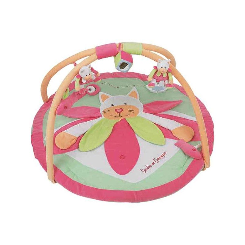 Peluche Doudou et Compagnie Doudou Tapis d'eveil chat anis / rose -DC1002 sur Ambiance Plaisir