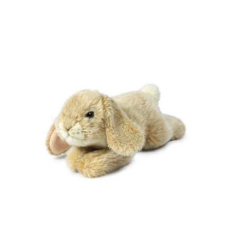 Peluche Lapin couché crème 18 cm ACP -28182015