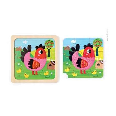 Puzzle poule violette Janod -J07064 sur Ambiance Plaisir