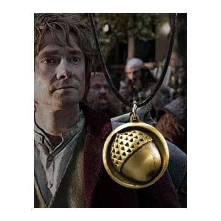 Hobbit  -bouton de bilbo pendentif cordon cuir Noble Collection  -NN1289