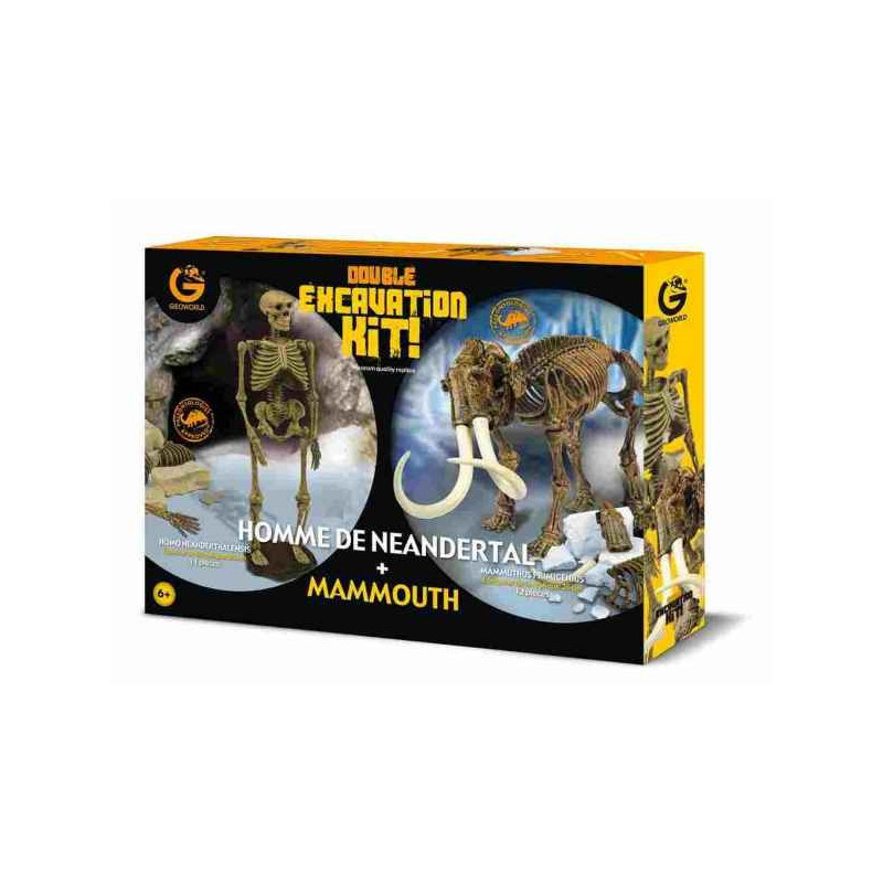 Gw dino excav kit pack duo - homme neandertal(21cm) & mammouth(26cm) Geoworld -CL662K sur Ambiance Plaisir