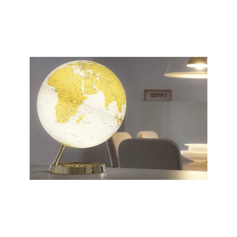 Globe lumineux light and colour metal gold en anglais