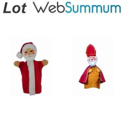 Lot 2 marionnettes Père Noêl et Saint-Nicolas Kersa -LWS-271Lot 2 marionnettes Père Noêl et Saint-Nicolas Kersa -LWS-271