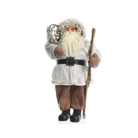 Pere noel avec manteau fourrure habits brun et autre 45cm sur Ambiance Plaisir