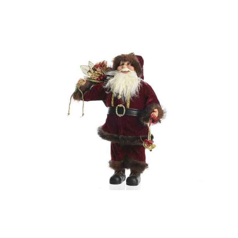 Pere noel avec manteau velours habits bordeaux 62cm