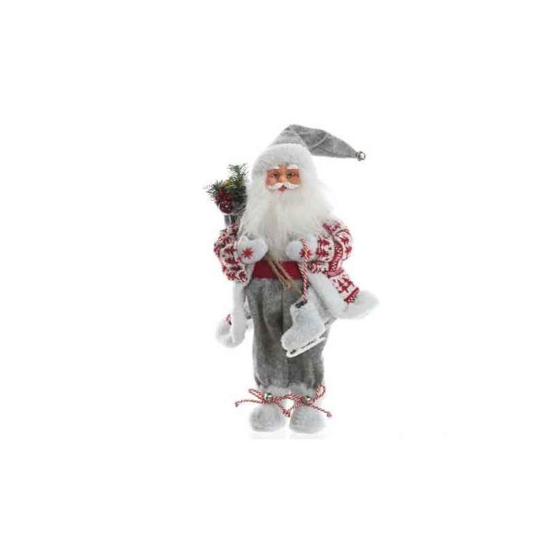 Pere noel pes avec sac et baton habits rouge/blanc 60cm sur Ambiance Plaisir