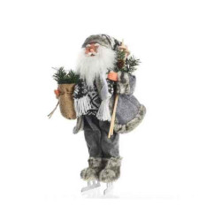 Pere noel sur patins habit ton bleu 45cm sur Ambiance Plaisir