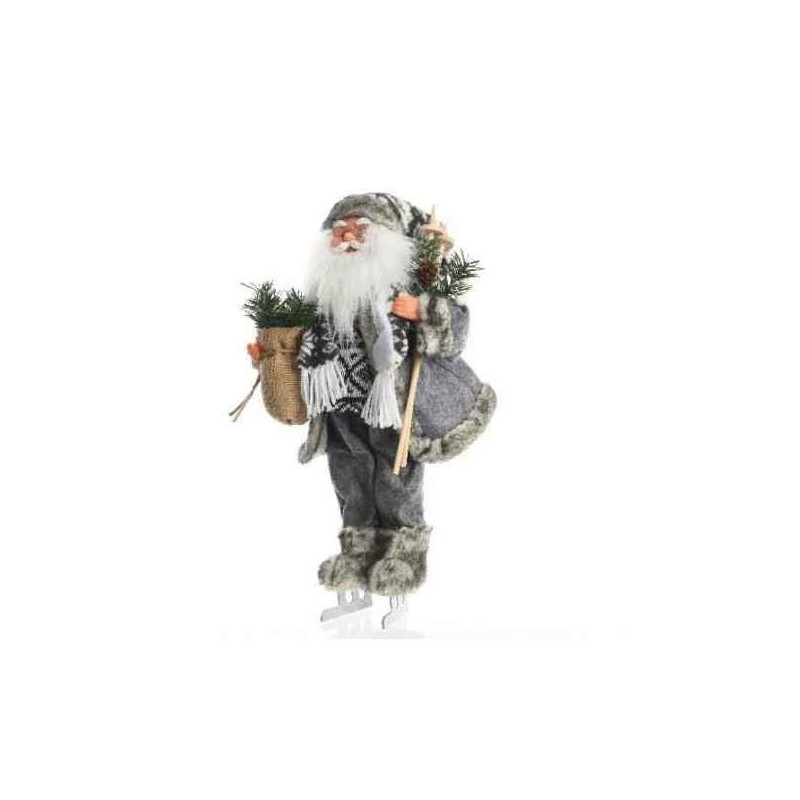 Pere noel sur patins habit ton bleu 45cm sur Ambiance Plaisir