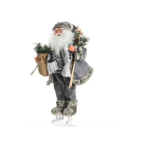 Pere noel sur patins habit ton bleu 45cm