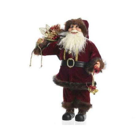 Pere noel avec manteau velours habits bordeaux 45cm