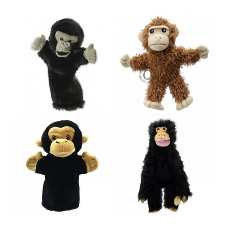 Lot marionnettes à main singe chimpanzé gorille -LWS-424