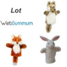 Lot 3 marionnettes à main gant loup renard lapin, animaux des bois -LWS-398Lot 3 marionnettes à main gant loup renard lapin, ani