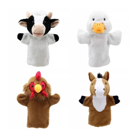 Lot 4 marionnettes à mains les animaux de la ferme -LWS-359lot 4 marionnettes à mains les animaux de la ferme -LWS-359