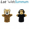 lot 2 marionnettes à main singe chimpanzé et léopard -LWS-357