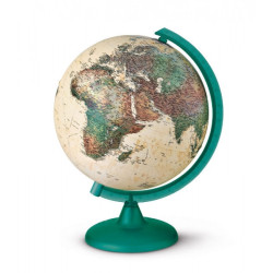 Globe Pied et méridien vert épicéa translucide - cartographie physique (2)